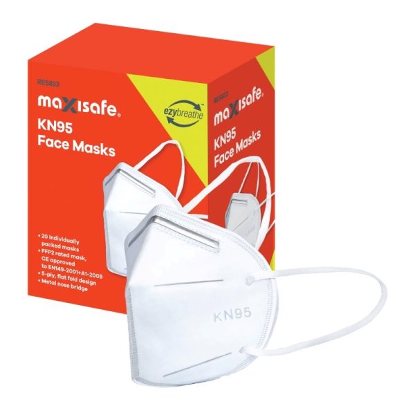 MAXISAFE N95 FLATFOLD MASK WITH EARLOOP - 20 pack RES833-M