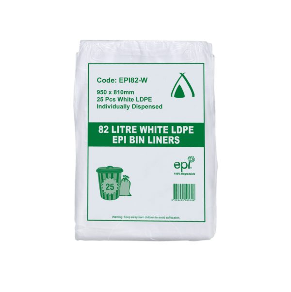 EPI 100% DEGRADABLE 82L BIN LINER - QTY 250 EPI82-W