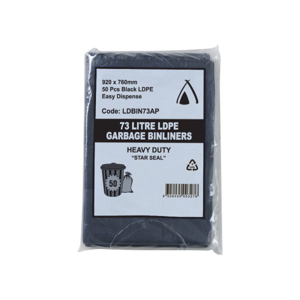 73L BIN LINERS BLACK HEAVY DUTY LDPE - QTY 250 LDBIN73AP