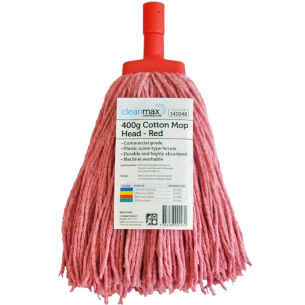 Cleanmax Cotton Mop Head Contractor Red 400g Each 141048