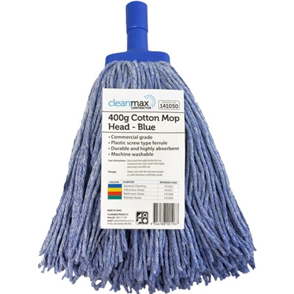 Cleanmax Cotton Mop Head Contractor Blue 400g Each 141050