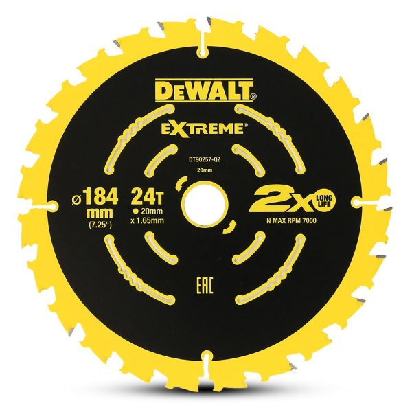 DeWalt DT90261-QZ 184mm (7-1/4")
  56T  Extreme Workshop TCG Circular Saw
  Blade DT90261-QZ