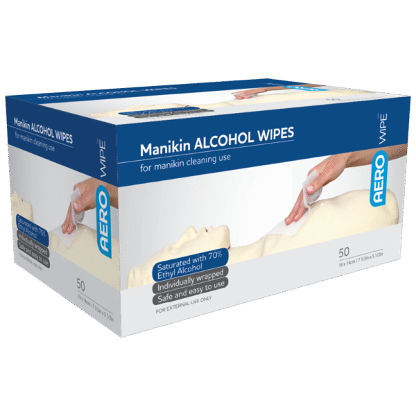 AEROWIPE 70% ETHYL ALCOHOL MANIKIN WIPE 19 X 14CM BOX/50