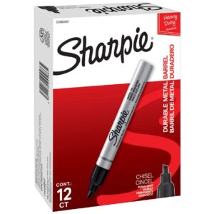METAL PERMANENT MARKERS CHISEL BLACK 12 PACK